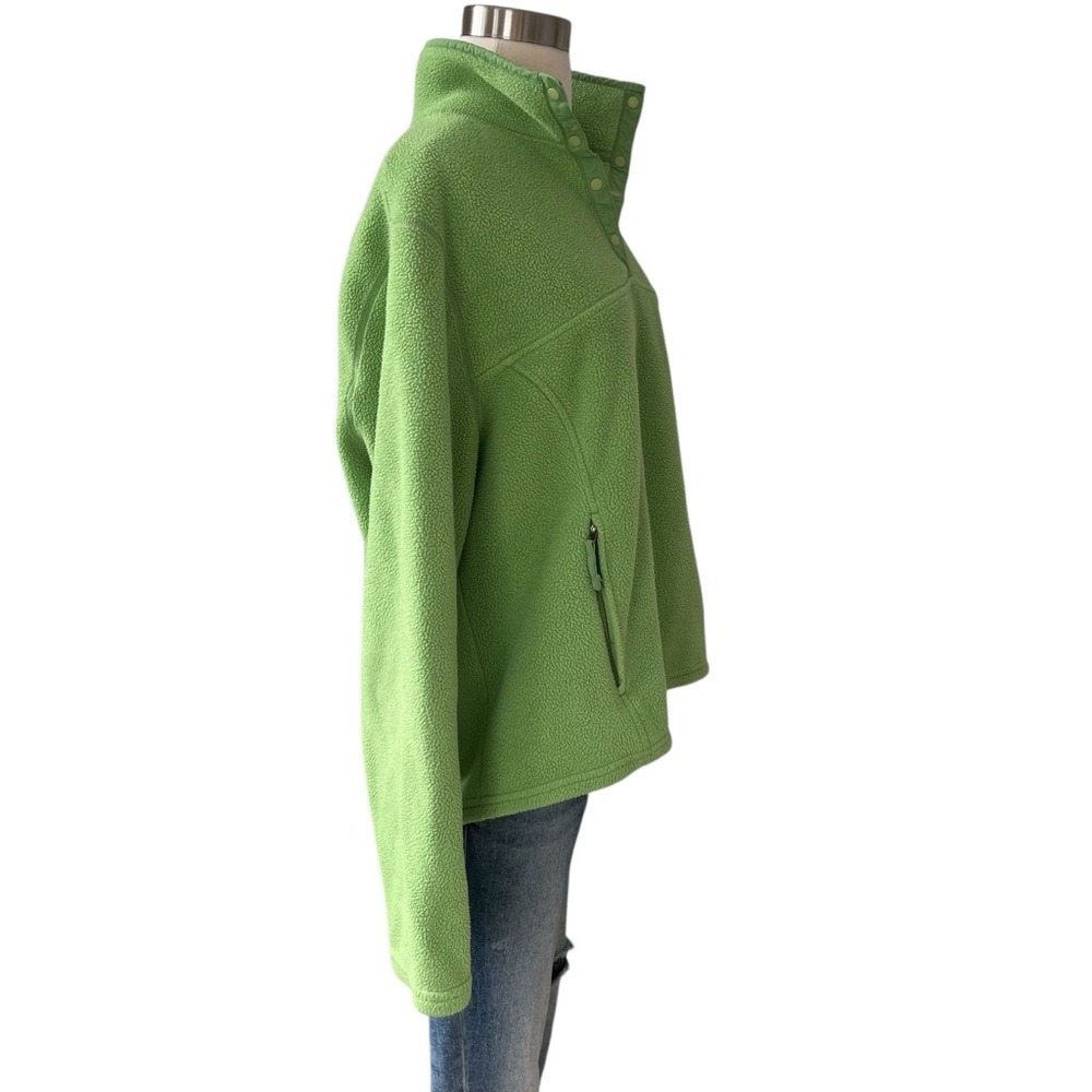 Vintage 90s L.L.Bean quarter snap fleece pullover with pockets green XL Reg - Picture 4 of 14
